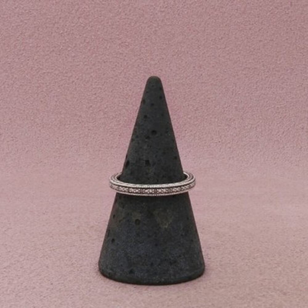 Zales Sterling Silver Diamond Milgrain Edge Band Ring Size 7